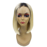 Bob style lace wig with transparent frontal, in color #1B/613.