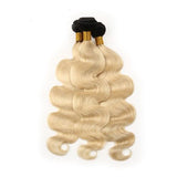 Blonde body wave human hair bundles, #1b613 color, 100 grams.