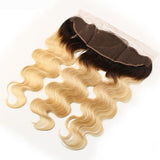 #1B613 body wave blonde transparent frontal human hair extension