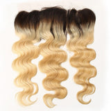 #1B613 body wave blonde transparent frontal human hair.