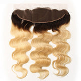 Blonde body wave 13x4 human hair transparent frontal.