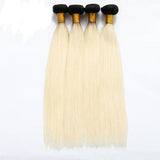 Straight blonde human hair bundles #1b613 - 100 grams.