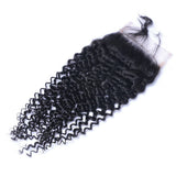 Deep Curly 4x4 Virgin Human Hair Natural Black Transparent Closure