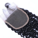 Deep Curly 4x4 Virgin Human Hair Natural Black Transparent Closure