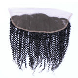 Deep curly 13x4 virgin human hair frontal in natural black.