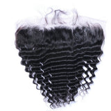 Deep Wave 13x4 Virgin Human Hair Frontal, Natural Black, Transparent Lace