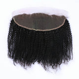 Kinky curly 13x4 virgin human hair natural black transparent frontal.