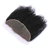 Kinky curly 13x4 virgin human hair natural black transparent frontal.