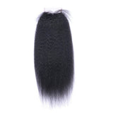 Kinky Straight 4x4 Virgin Human Hair Natural Black Transparent Closure