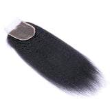 Kinky Straight 4x4 Virgin Human Hair Closure in Natural Black.