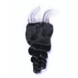 Loose Wave 4x4 Virgin Human Hair Natural Black Transparent Closure