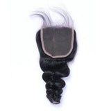 Loose wave 4x4 virgin human hair black transparent closure.