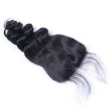 Loose wave 4x4 virgin human hair closure in natural black.