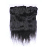 Straight 13x4 virgin human hair natural black transparent frontal.