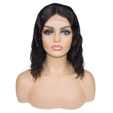 Bob Style Natural Wave 13*4 Transparent Frontal Lace Wig in Natural Black #1B on mannequin.