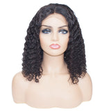 Bob style water wave lace wig in natural black #1B.