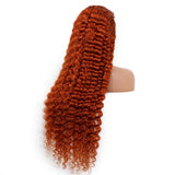 Deep wave orange ginger wig with 13x4 transparent lace frontal.