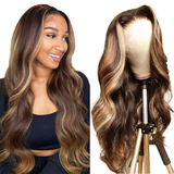 #4/27 Highlight Honey Blonde Body Wave 13x4 Transparent Frontal Lace Wig