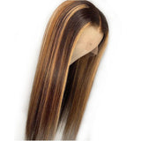 Honey Blonde Lace Front Wig with Highlights and Straight Style