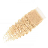 #613 Deep Wave 4x4 Blonde Transparent Closure, Human Hair Extension