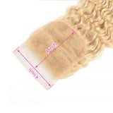 #613 Deep Wave Blonde Transparent Lace Closure, 4x4 Inch