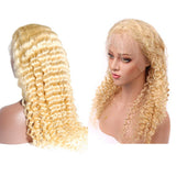 #613 deep wave 13x4 transparent frontal lace wig with 180% density.