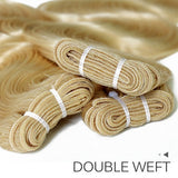 Body wave human hair #613 blonde bundles, double weft, 100 grams.