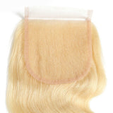 Blonde body wave 4x4 transparent lace closure, human hair.