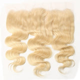 #613 body wave blonde transparent frontal human hair