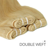 Blonde #613 straight human hair bundles, double weft, 100 grams.