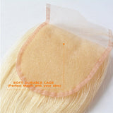 Blonde transparent lace closure with soft durable lace.