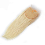 Blonde straight human hair closure, 4x4 transparent, #613.