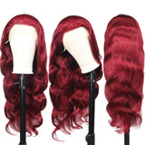 99J 13x4 transparent frontal lace wig with body wave in vibrant color.