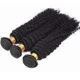 Brazilian Deep Curly Virgin Human Hair Bundles in Natural Black, 100g each, with luxurious volume and bouncy texture.