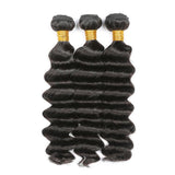 Deep Wave Virgin Human Hair Natural Black Bundles, 100 grams, unprocessed, textured, voluminous.