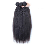 Natural Black Kinky Straight Virgin Human Hair Bundles (100g) with textured look.