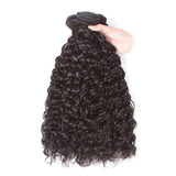 Natural curly virgin human hair extensions in natural black, 100 grams.