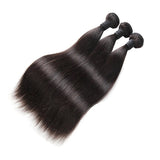 Straight Virgin Human Hair Natural Black Bundles, 100 grams, sleek finish.