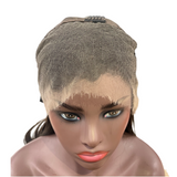 Straight HD full frontal lace wig in natural black displayed on a mannequin head.