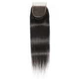 Straight human hair extension in natural black, sleek and smooth texture.