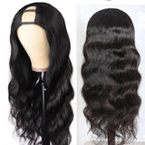 Body Wave U Part Wig in Natural Black, 100% Virgin Human Hair, 180% Density for a Natural Look.