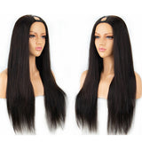 Straight #1B Natural Black U Part Wigs, 100% Virgin Human Hair, 180% Density.