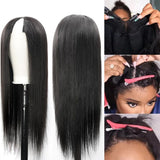 Straight #1B Natural Black V Part Wig, 100% Virgin Human Hair, 180% Density