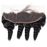 Loose wave 13x4 virgin human hair natural black transparent frontal.