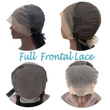 Water wave full frontal 13x4 transparent lace wig with natural black color.