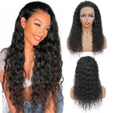 Water Wave Full Frontal 13*4 Transparent Lace Wig Natural Black