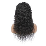 Water Wave Full Frontal 13*4 Transparent Lace Wig in Natural Black with flowing beachy waves.