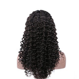 Deep wave HD lace wig in natural black displayed on a mannequin.