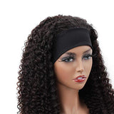 Kinky curly glueless headband wig in natural black with 180% density.