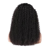 Kinky Curly Glueless Headband Wig in Natural Black, 180% density, showcasing voluminous natural curls.